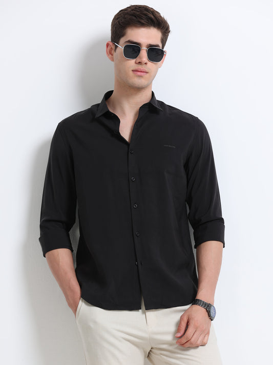 Black Full Sleeve Imported Viscose Shirt