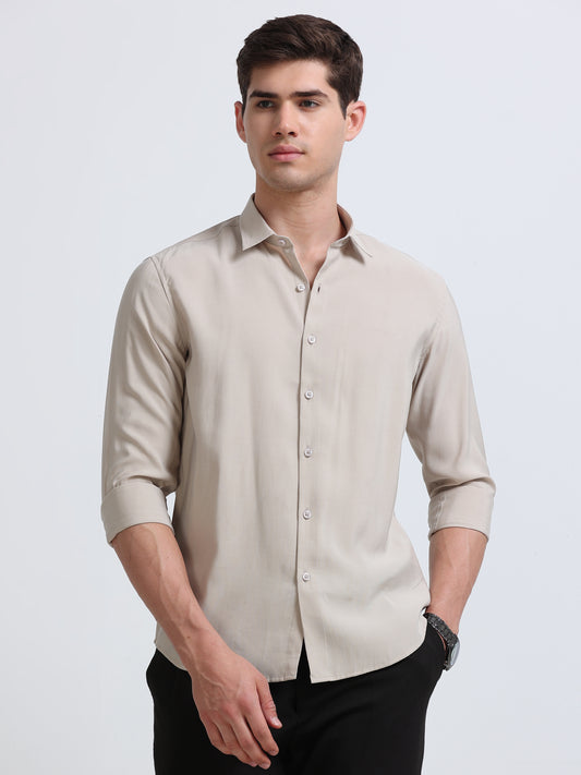 Beige Full Sleeve Imported Viscose Shirt