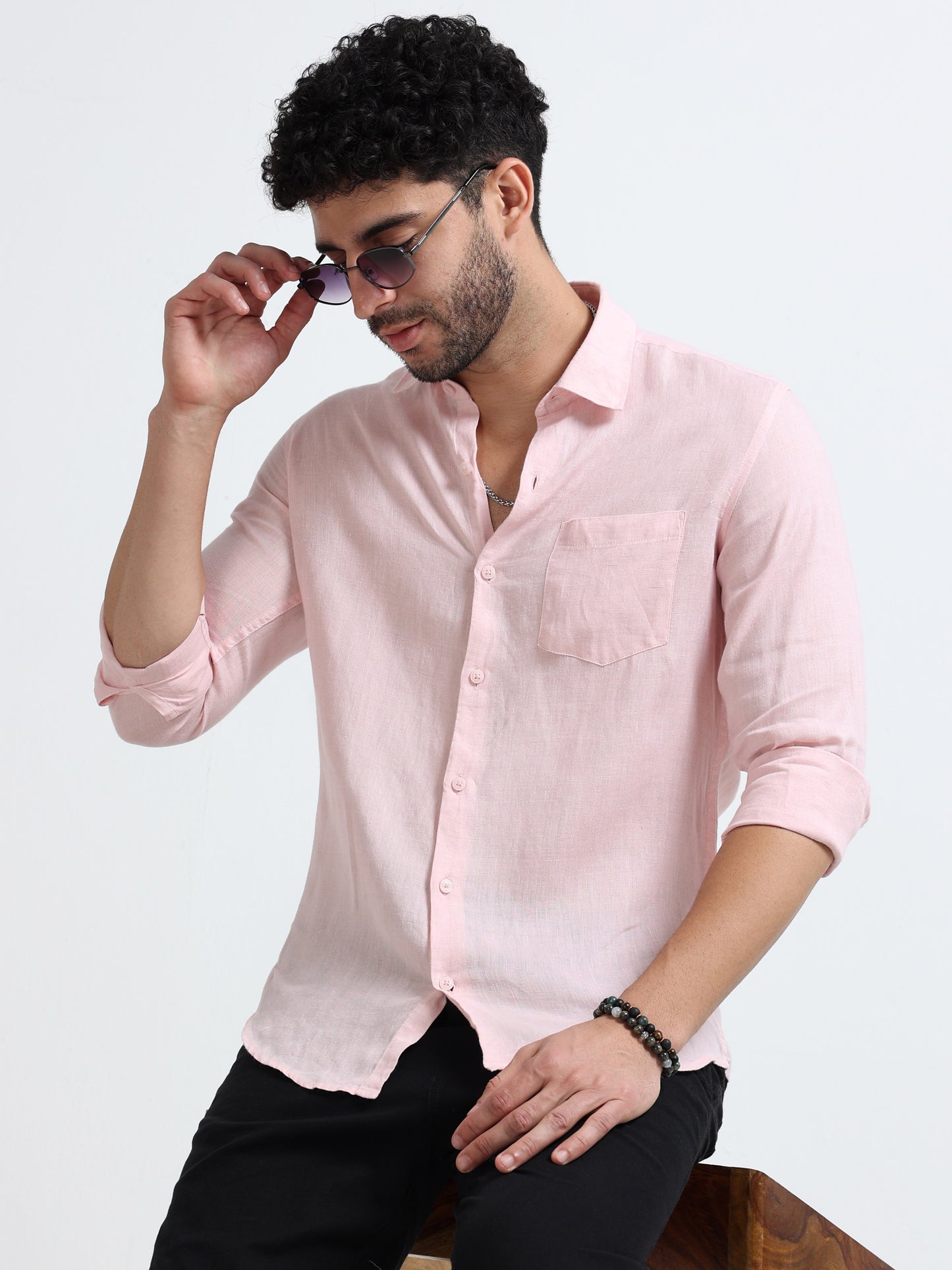 Light Pink Full Sleeve Irish Linen Shirt
