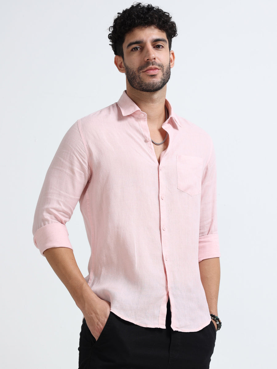 Light Pink Full Sleeve Irish Linen Shirt