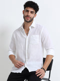 White Full Sleeve Irish Linen Shirt