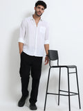 White Full Sleeve Irish Linen Shirt