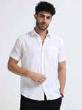 White Half Sleeve Irish Linen Shirt