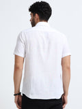 White Half Sleeve Irish Linen Shirt