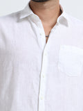 White Half Sleeve Irish Linen Shirt
