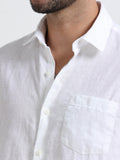 White Half Sleeve Irish Linen Shirt