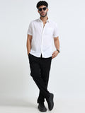 White Half Sleeve Irish Linen Shirt