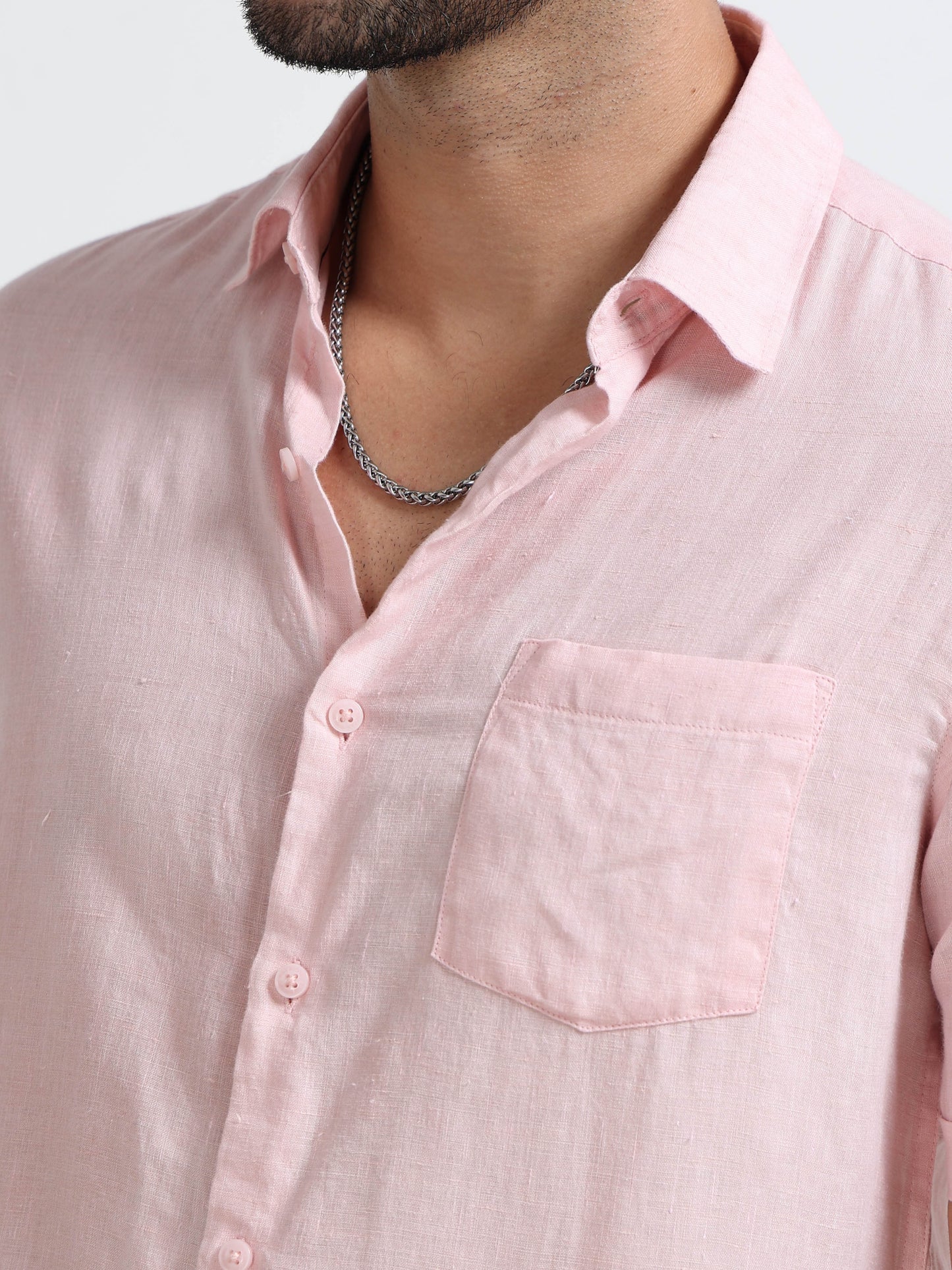 Light Pink Half Sleeve Irish Linen Shirt