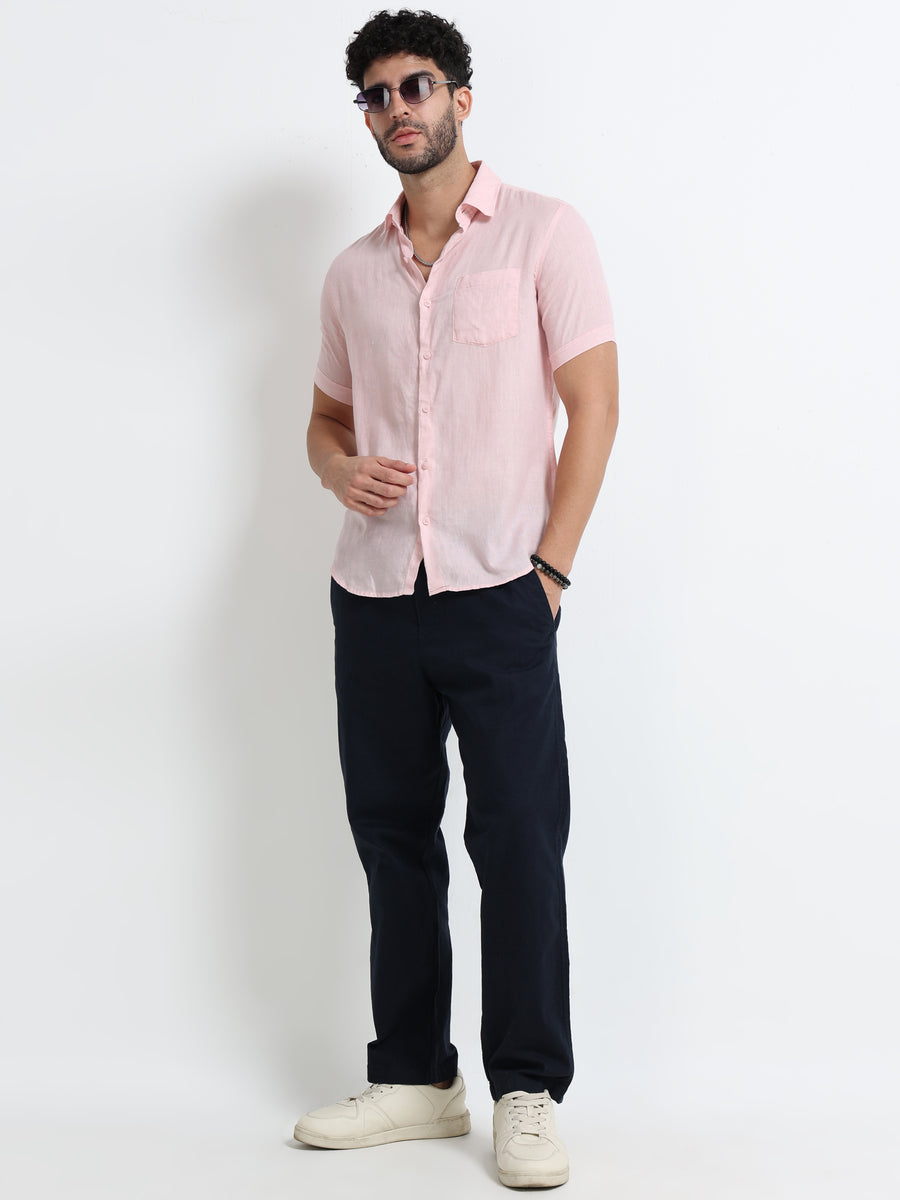 Light Pink Half Sleeve Irish Linen Shirt