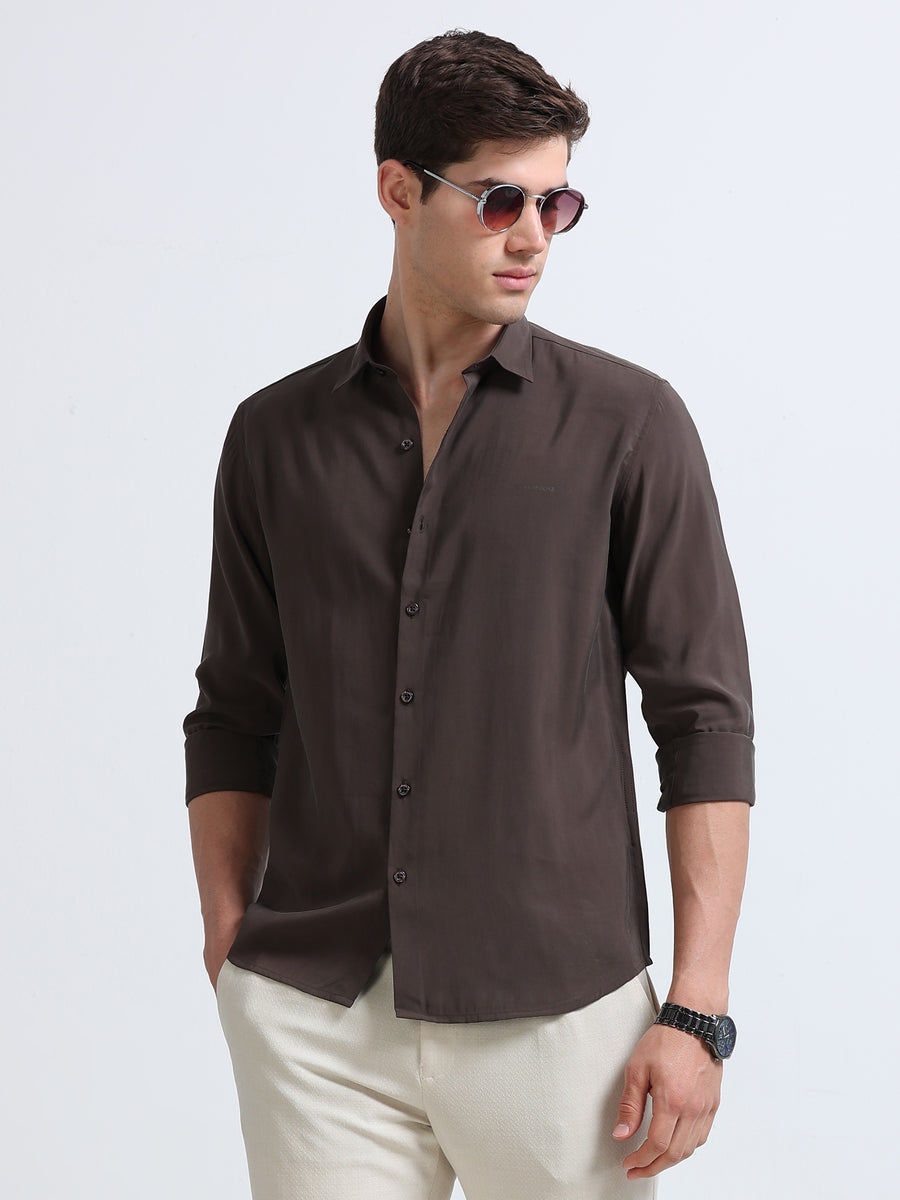 Dark Brown Full Sleeve Imported Viscose Shirt