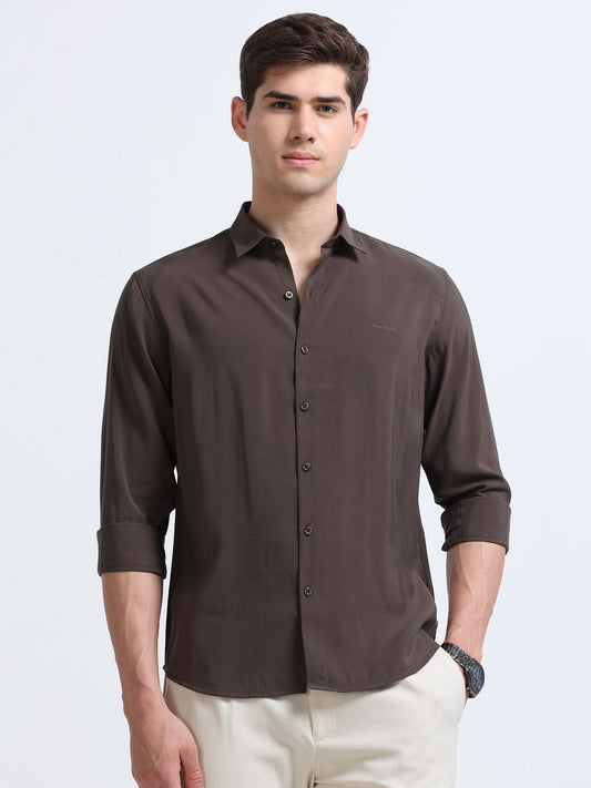 Dark Brown Full Sleeve Imported Viscose Shirt