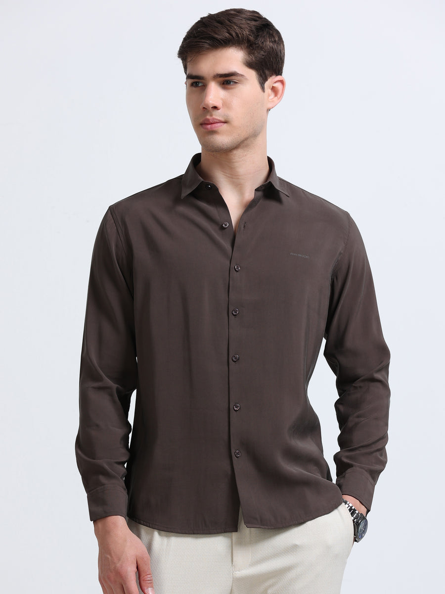 Dark Brown Full Sleeve Imported Viscose Shirt