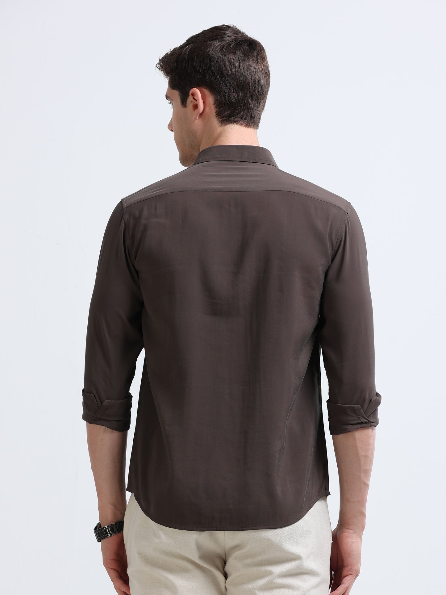 Dark Brown Full Sleeve Imported Viscose Shirt