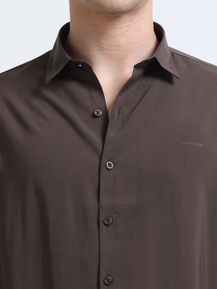 Dark Brown Full Sleeve Imported Viscose Shirt