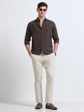 Dark Brown Full Sleeve Imported Viscose Shirt