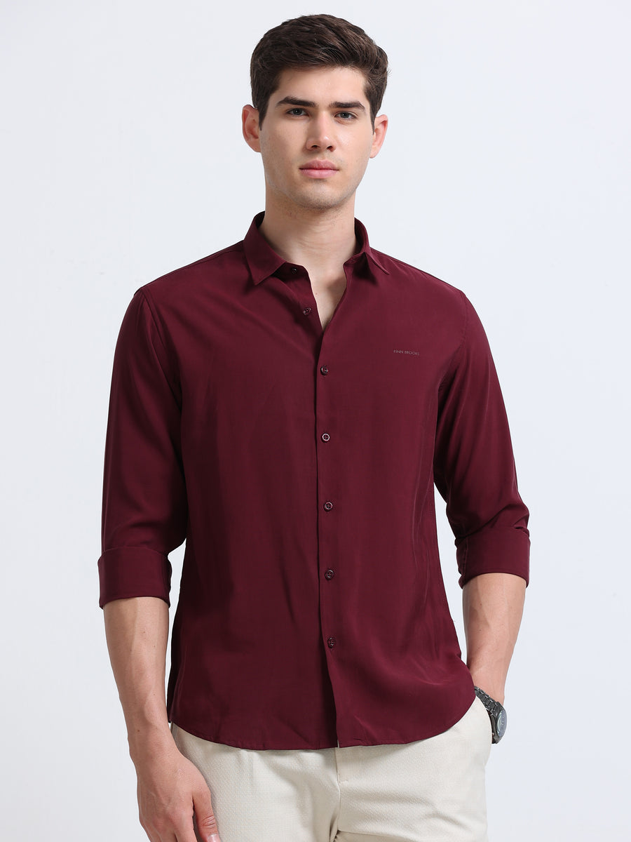 Maroon Full Sleeve Imported Viscose Shirt