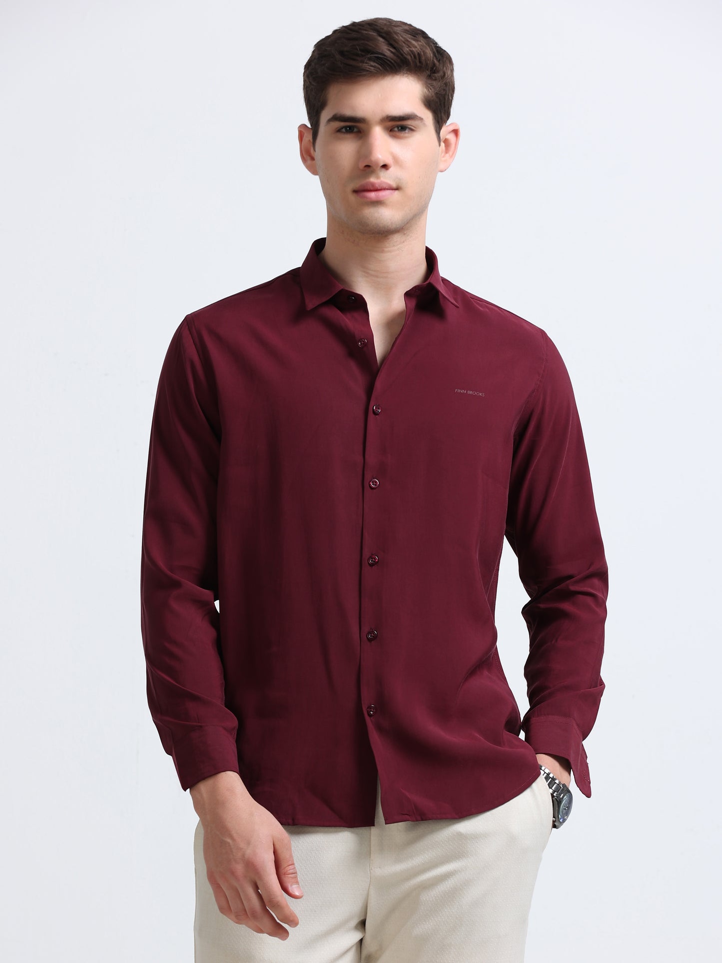 Maroon Full Sleeve Imported Viscose Shirt