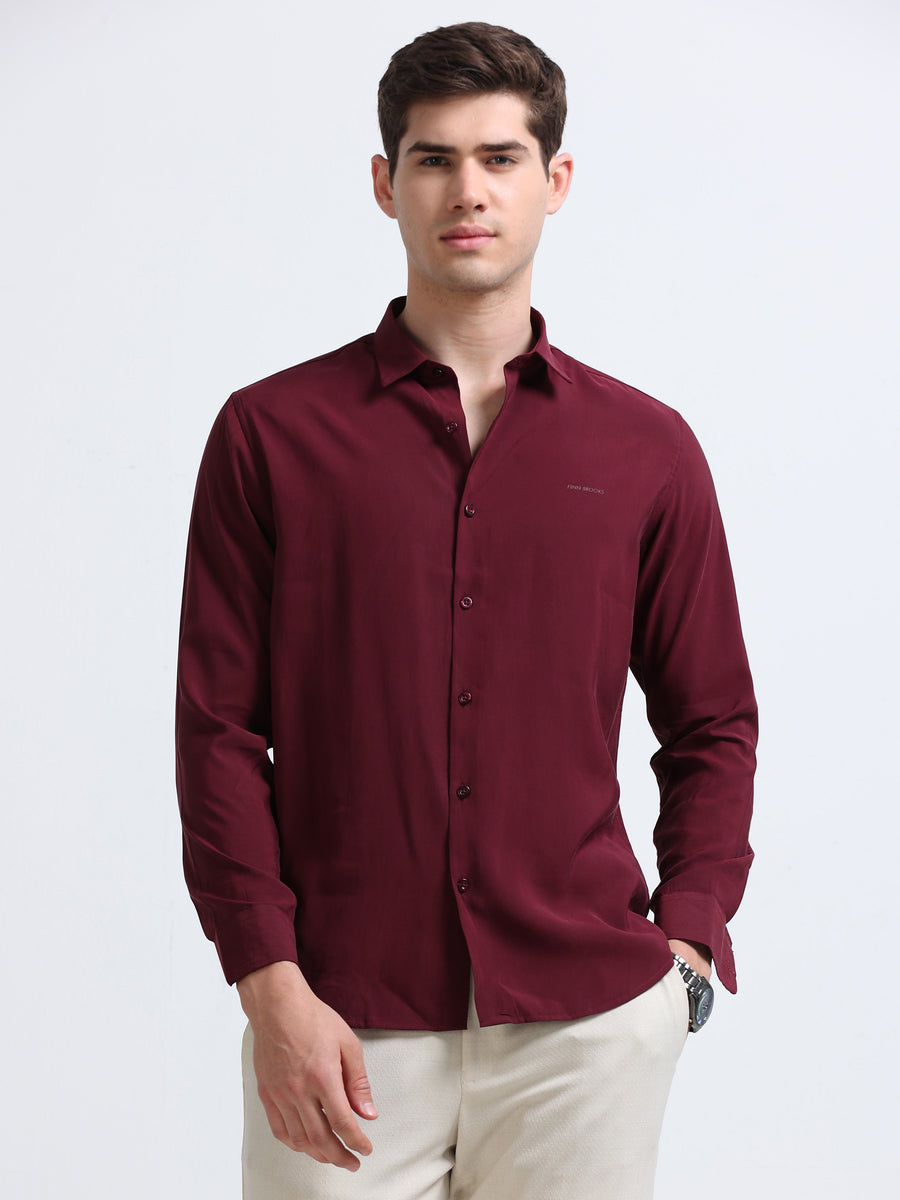 Maroon Full Sleeve Imported Viscose Shirt