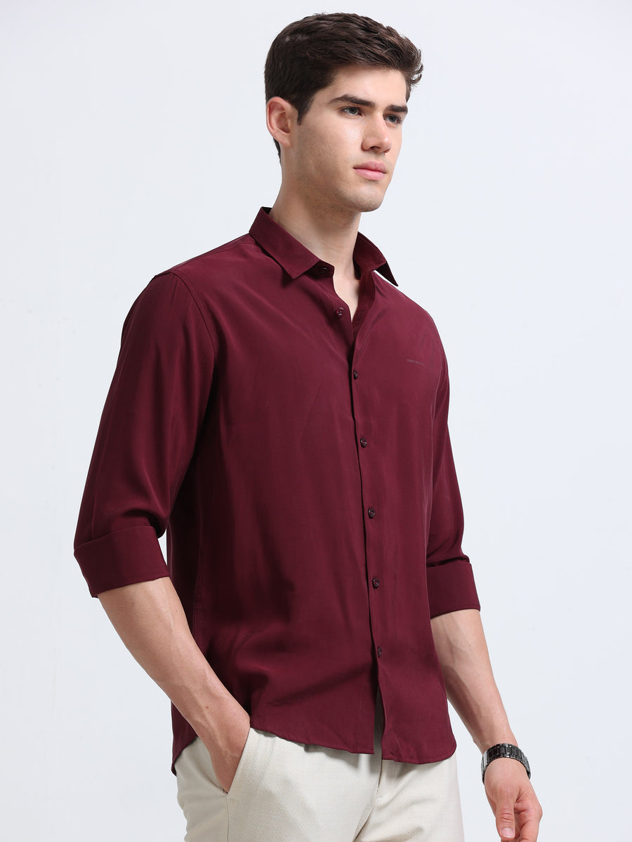 Maroon Full Sleeve Imported Viscose Shirt