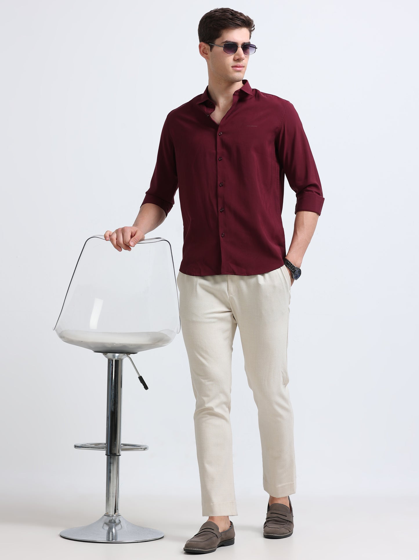 Maroon Full Sleeve Imported Viscose Shirt