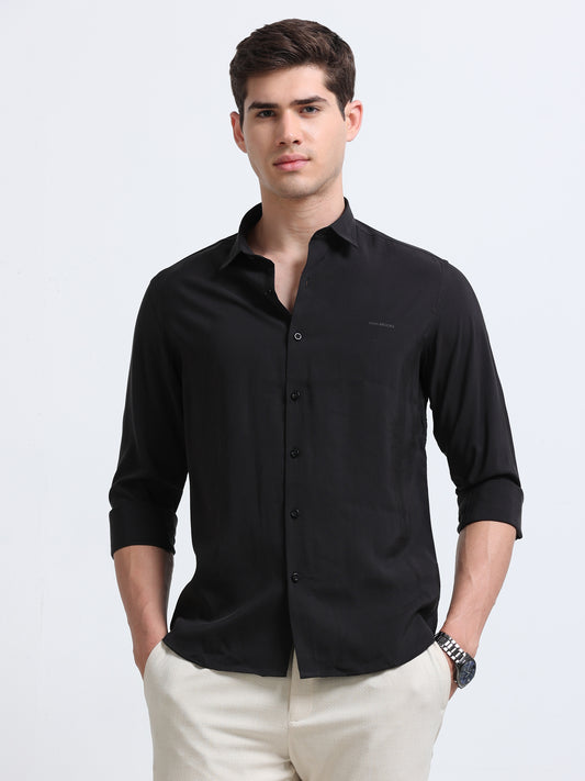 Black Full Sleeve Imported Viscose Shirt