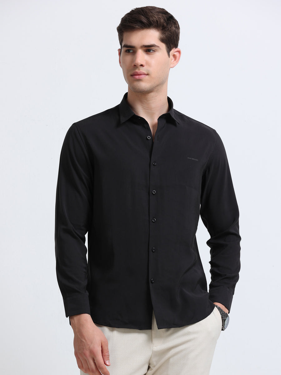 Black Full Sleeve Imported Viscose Shirt