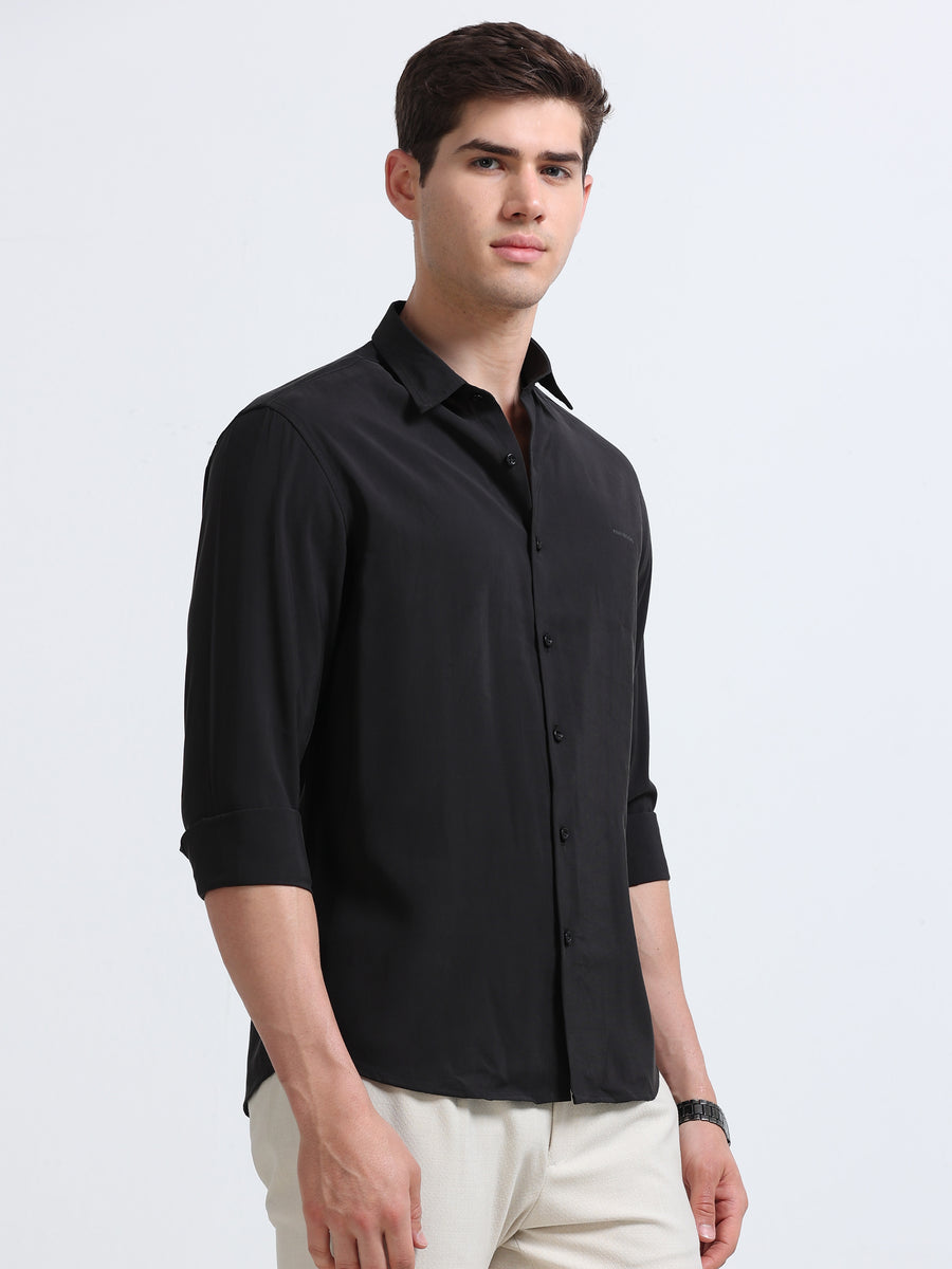 Black Full Sleeve Imported Viscose Shirt