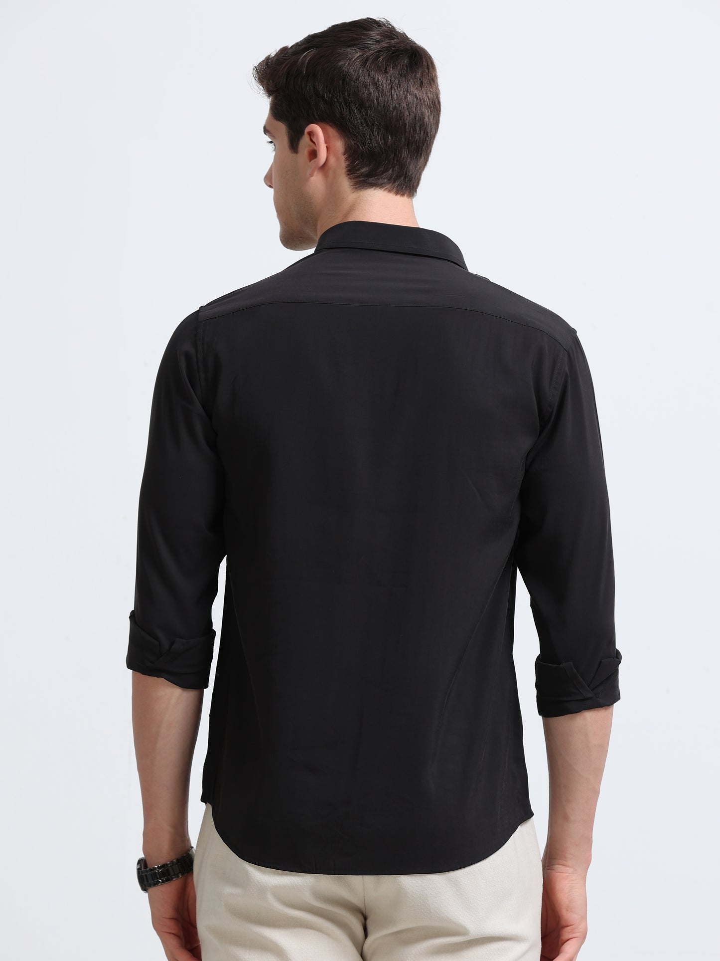 Black Full Sleeve Imported Viscose Shirt