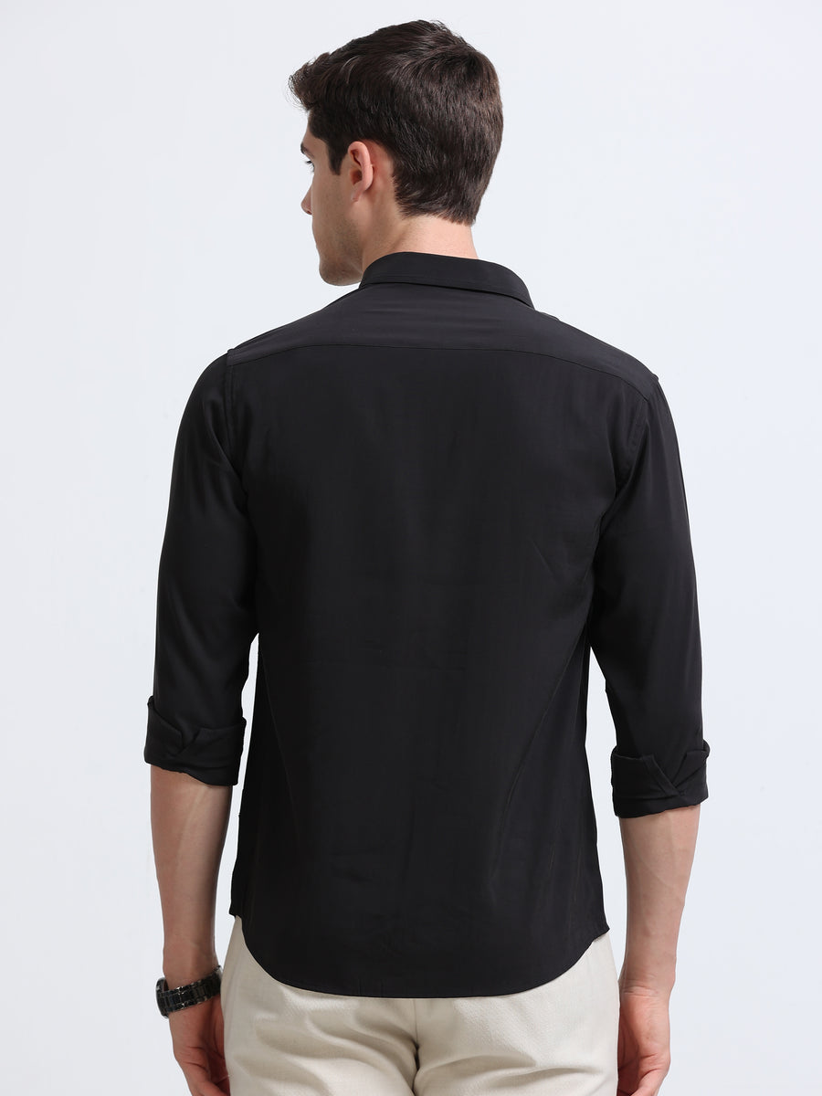 Black Full Sleeve Imported Viscose Shirt