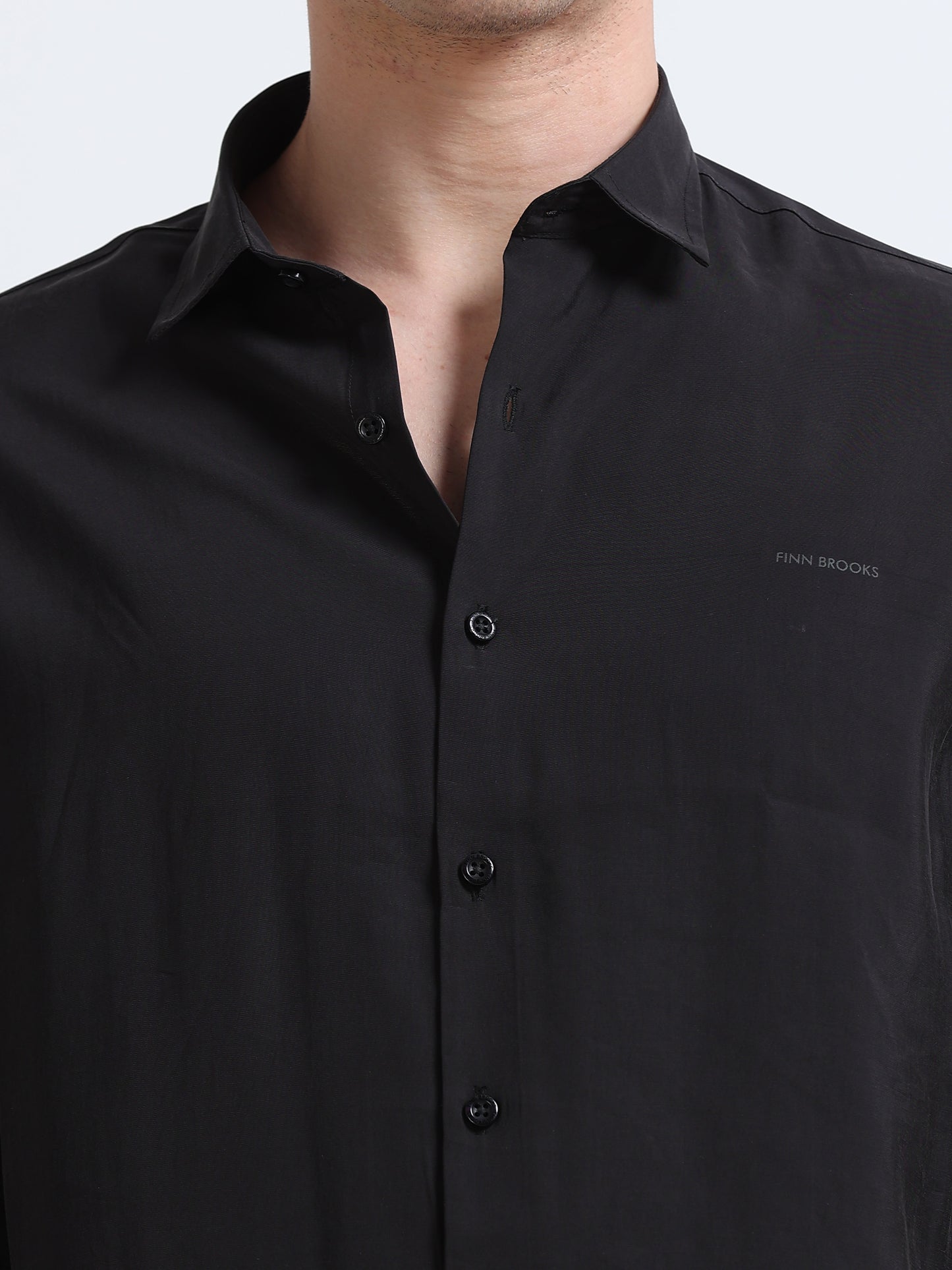 Black Full Sleeve Imported Viscose Shirt