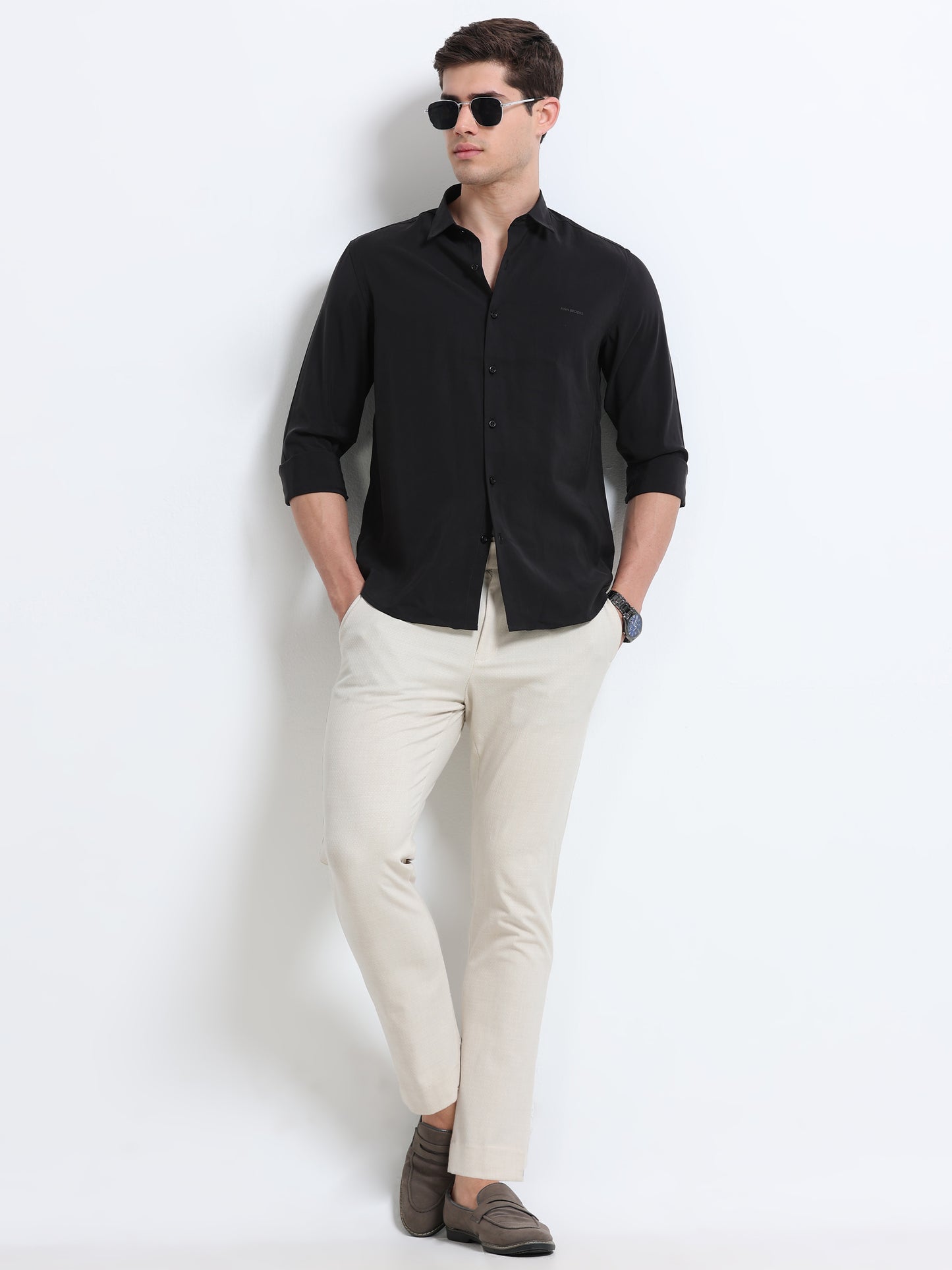Black Full Sleeve Imported Viscose Shirt