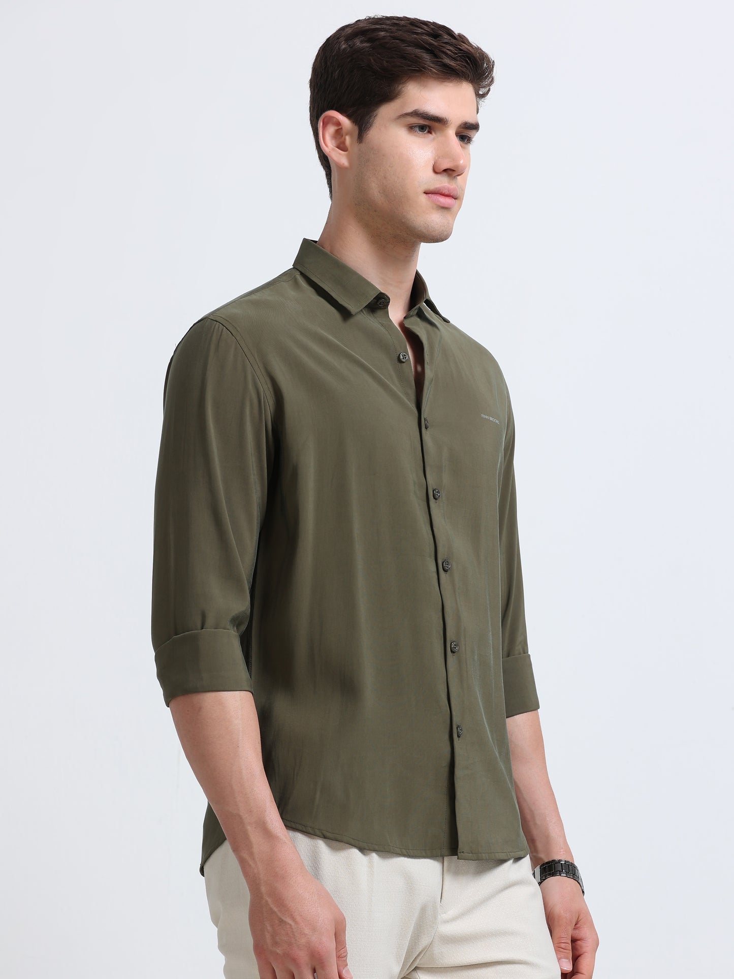 Olive Full Sleeve Imported Viscose Shirt