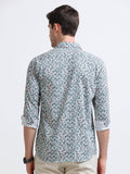 White Ditsy Floral Print Full Sleeve Cotton Shirt