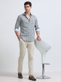 White Ditsy Floral Print Full Sleeve Cotton Shirt