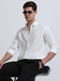 White Full Sleeve Imported Viscose Shirt