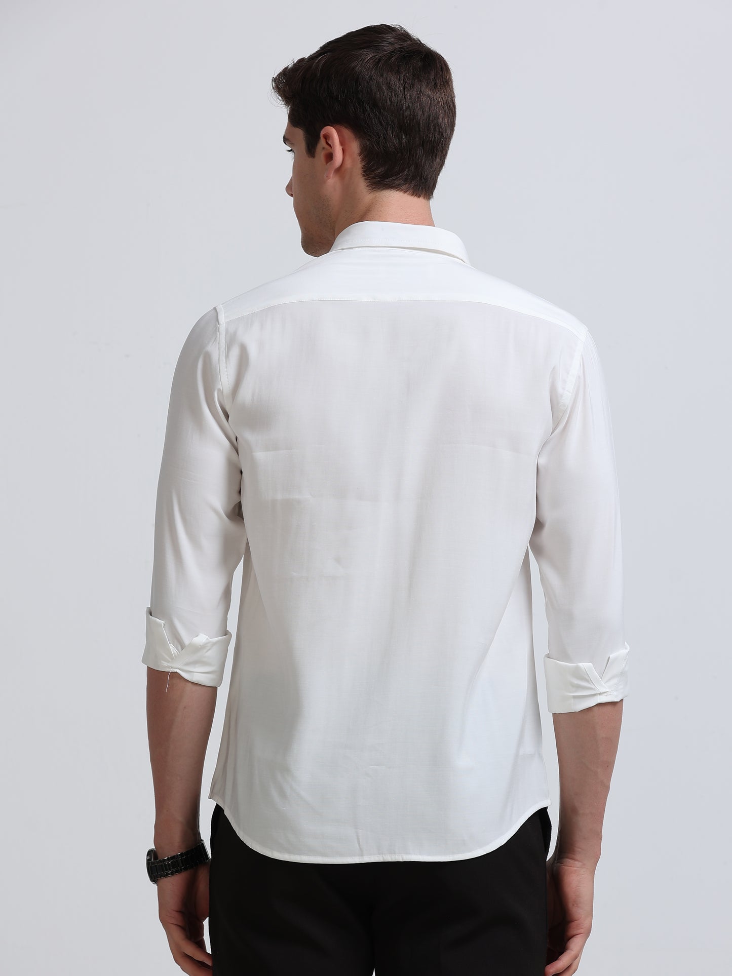 White Full Sleeve Imported Viscose Shirt