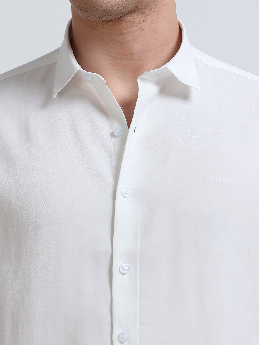 White Full Sleeve Imported Viscose Shirt