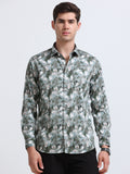 Green Print Full Sleeve Cotton Shirt
