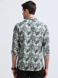 Green Print Full Sleeve Cotton Shirt