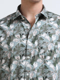 Green Print Full Sleeve Cotton Shirt