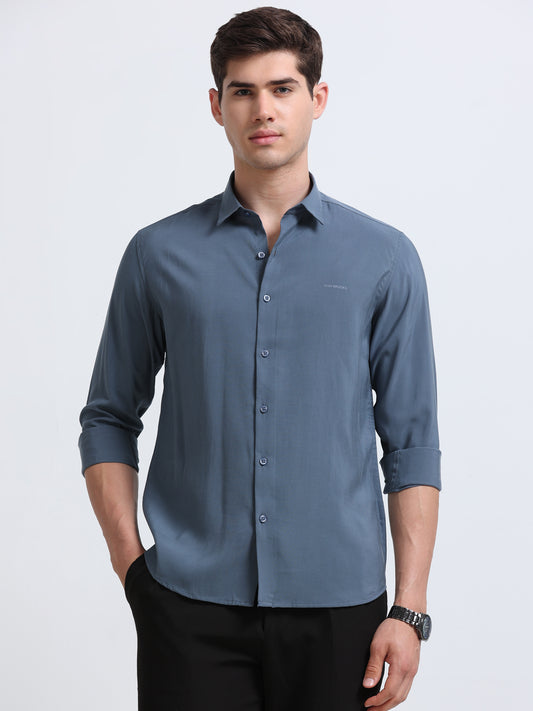 Blueish Grey Full Sleeve Imported Viscose Shirt