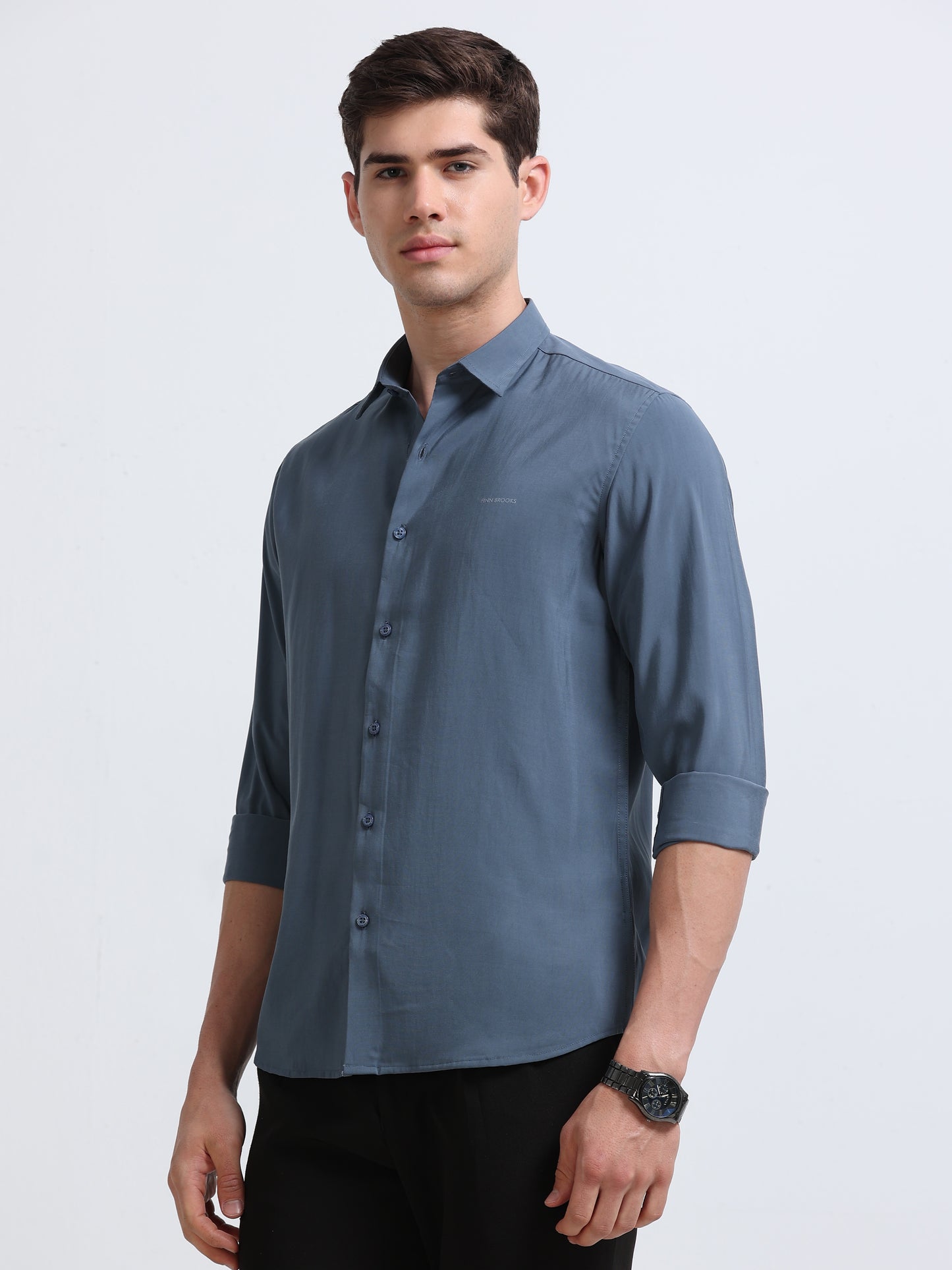 Blueish Grey Full Sleeve Imported Viscose Shirt