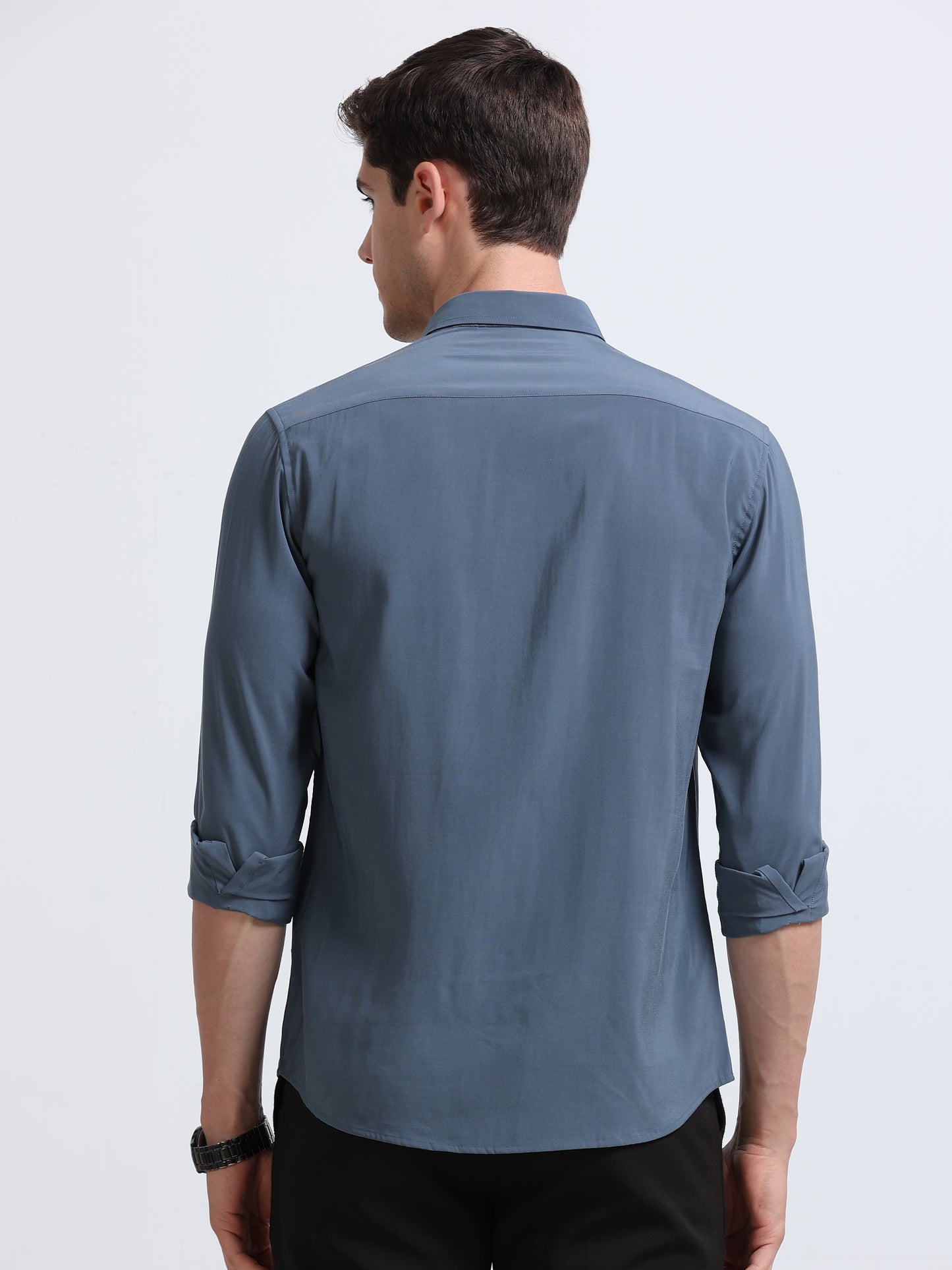 Blueish Grey Full Sleeve Imported Viscose Shirt
