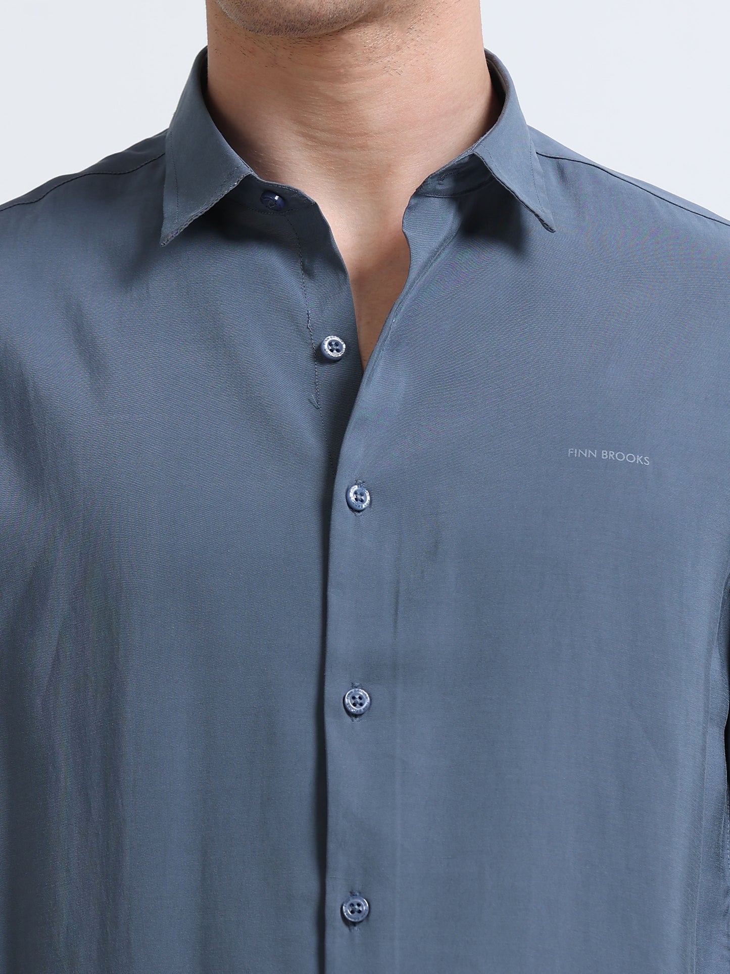 Blueish Grey Full Sleeve Imported Viscose Shirt