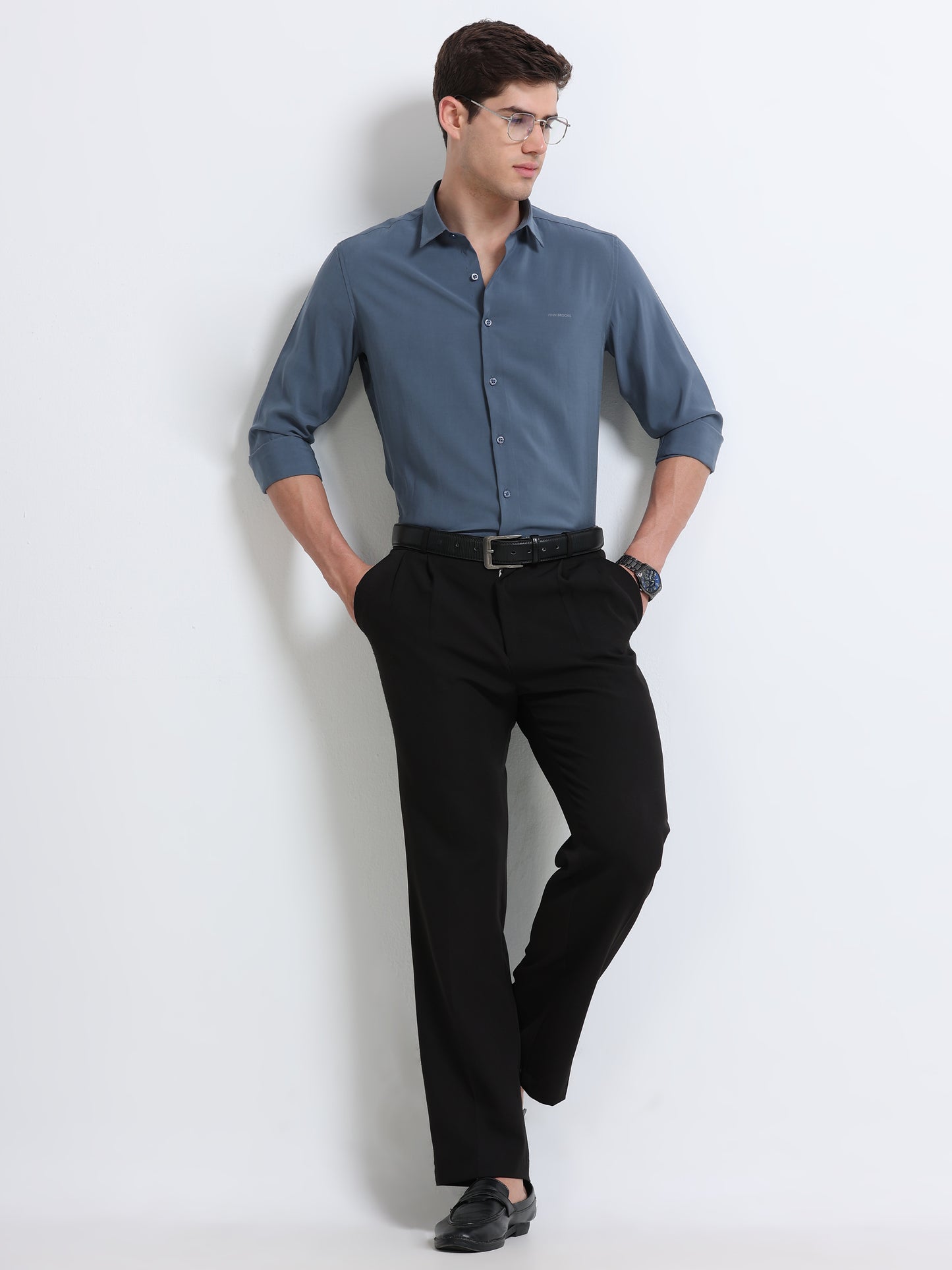 Blueish Grey Full Sleeve Imported Viscose Shirt