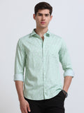 Dark Green Print Full Sleeve Cotton Shirt