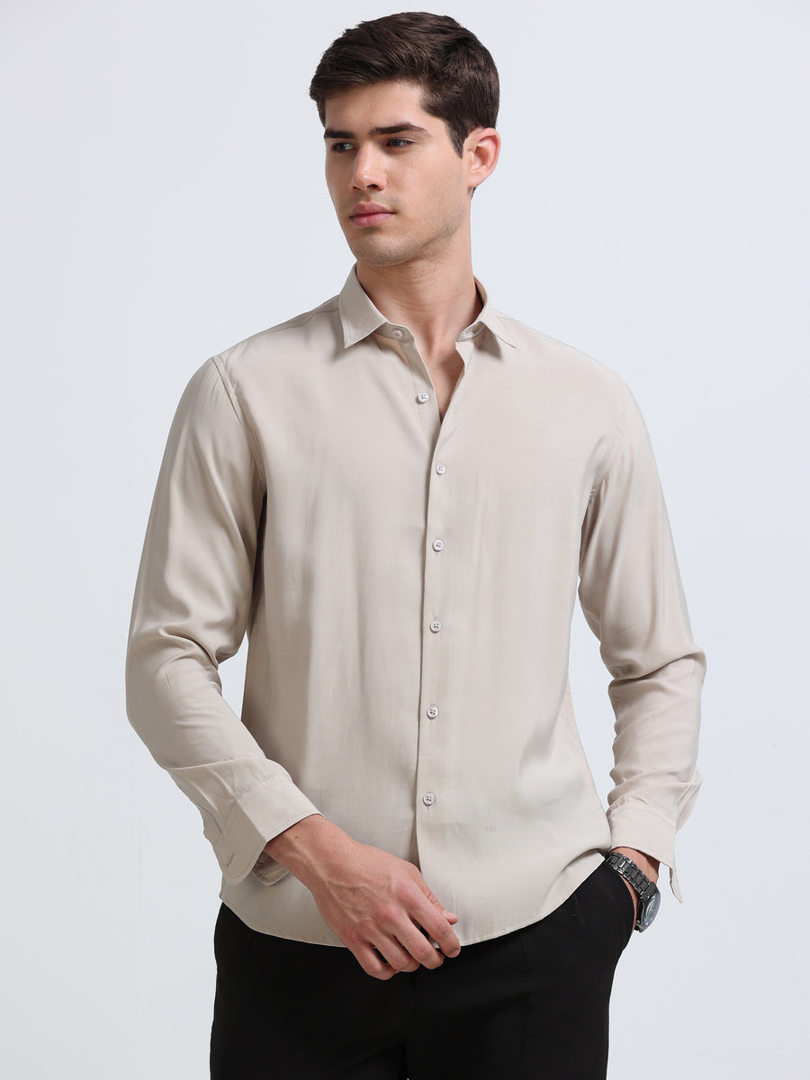 Beige Full Sleeve Imported Viscose Shirt