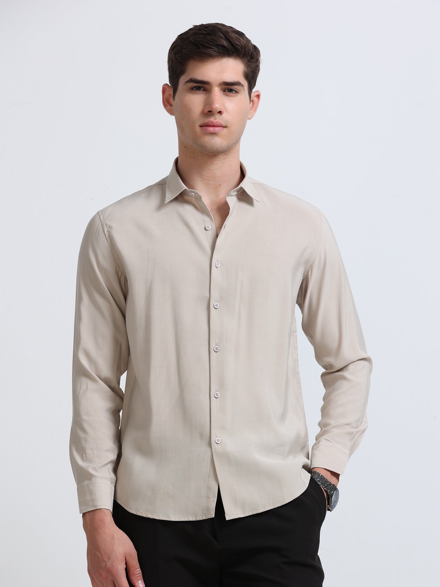 Beige Full Sleeve Imported Viscose Shirt