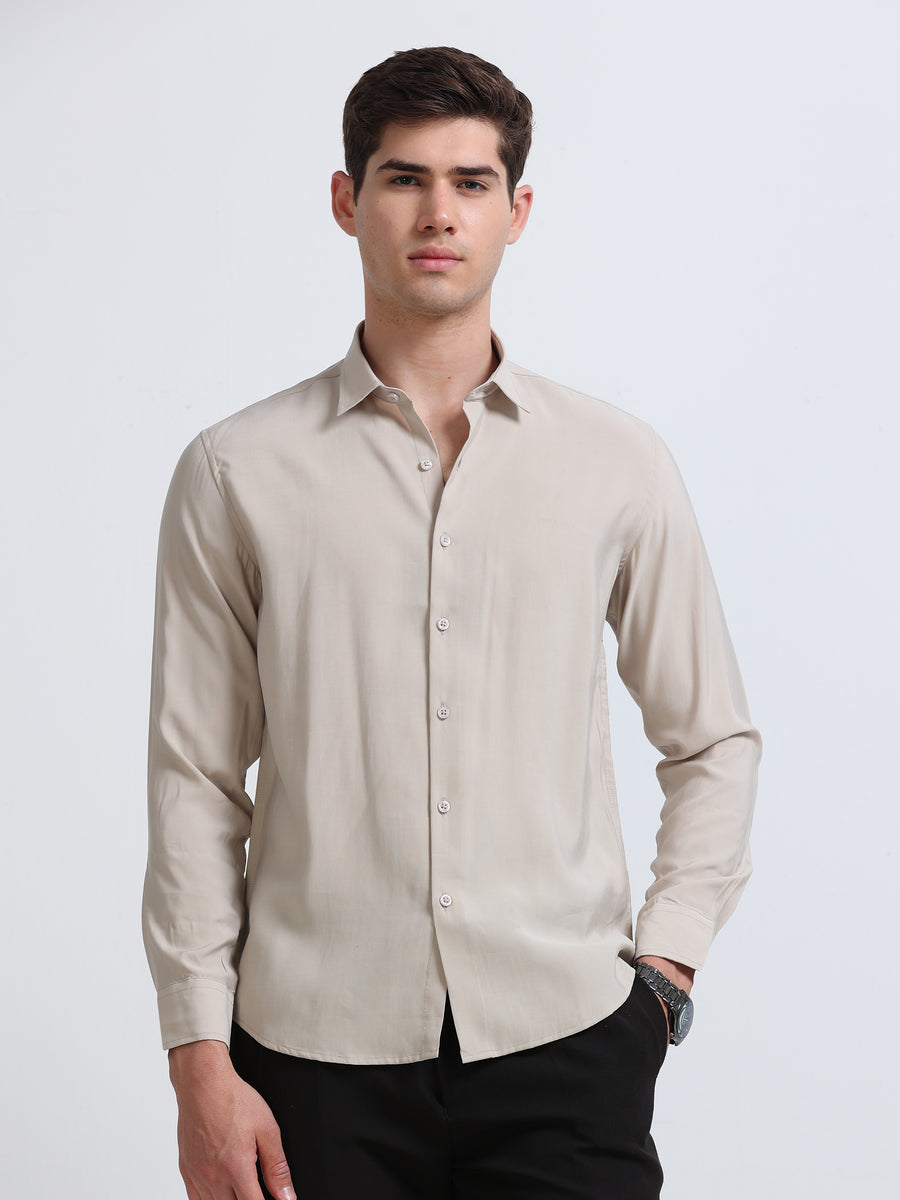 Beige Full Sleeve Imported Viscose Shirt