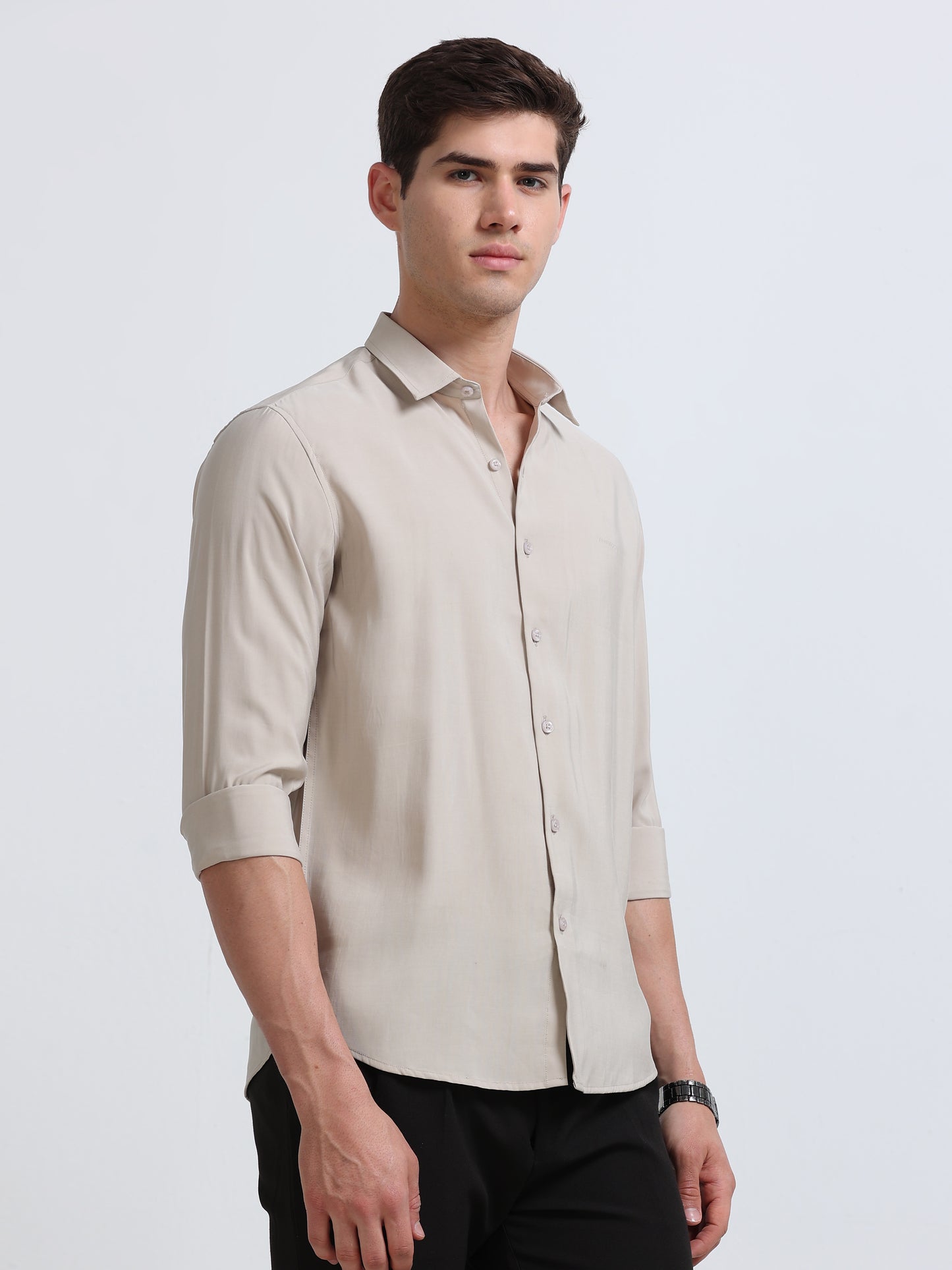 Beige Full Sleeve Imported Viscose Shirt